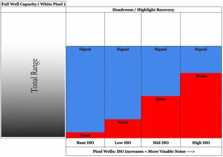 Camera Sensor Size Increasing ISO Signal to Noise Ratio